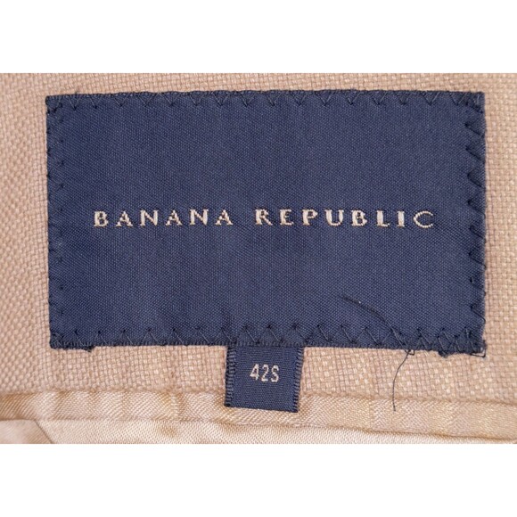 Banana Republic Sport Coat Patch Pockets Solid Beige Sz 42S 100% LINEN 2-Button - Picture 9 of 14